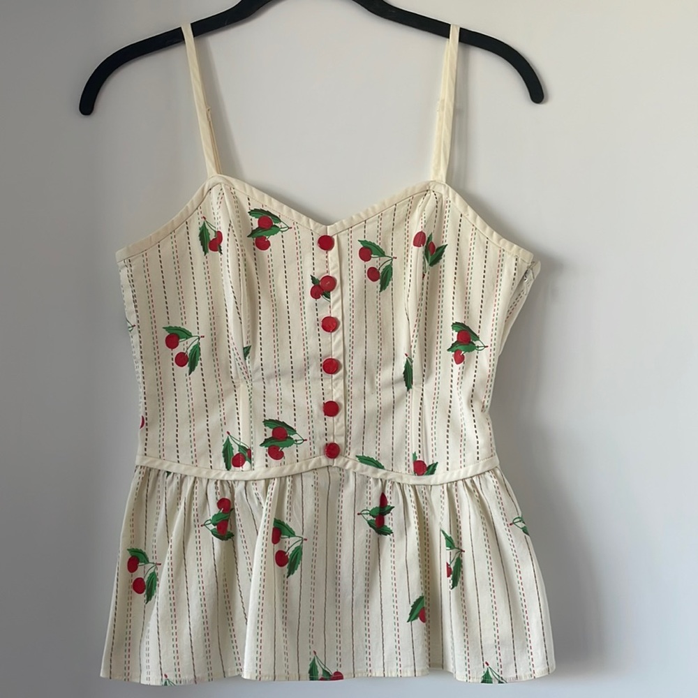 Cherry print bustier tank